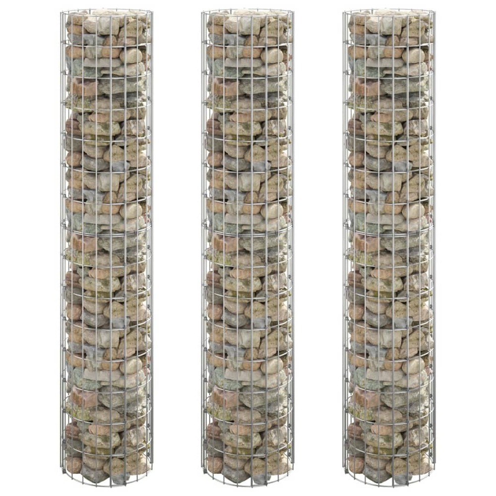 Lit surélevé à gabion circulaire 3pcs acier galvanisé ø30x150cm