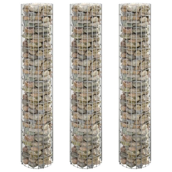Lit surélevé à gabion circulaire 3pcs acier galvanisé ø30x150cm