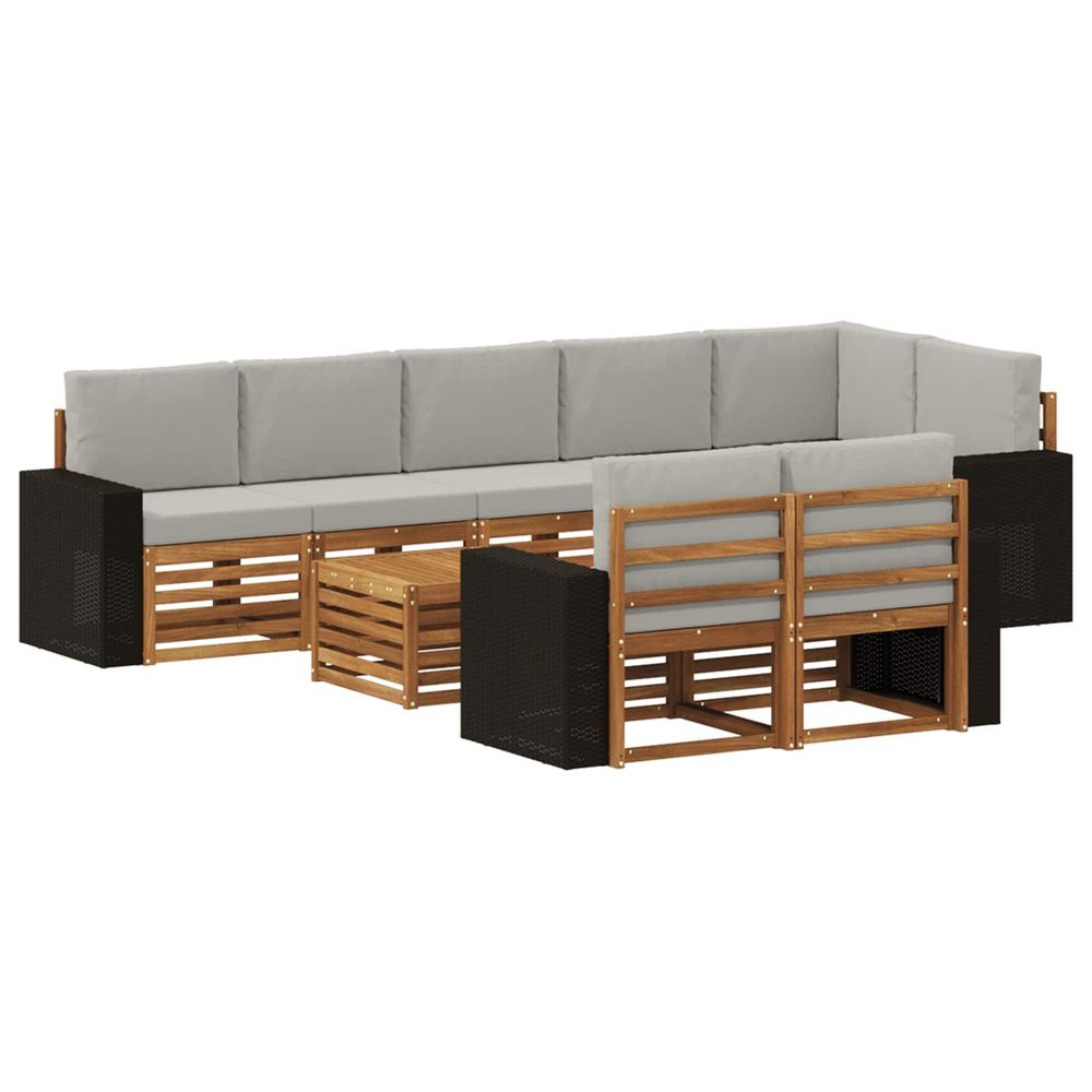 Ensemble de canapés d'extérieur 9 pc naturel et gris clair