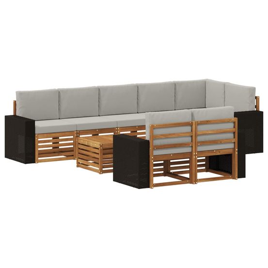 Ensemble de canapés d'extérieur 9 pc naturel et gris clair