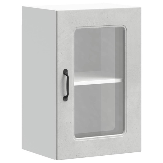 Armoire murale de cuisine avec porte en verre kalmar gris béton