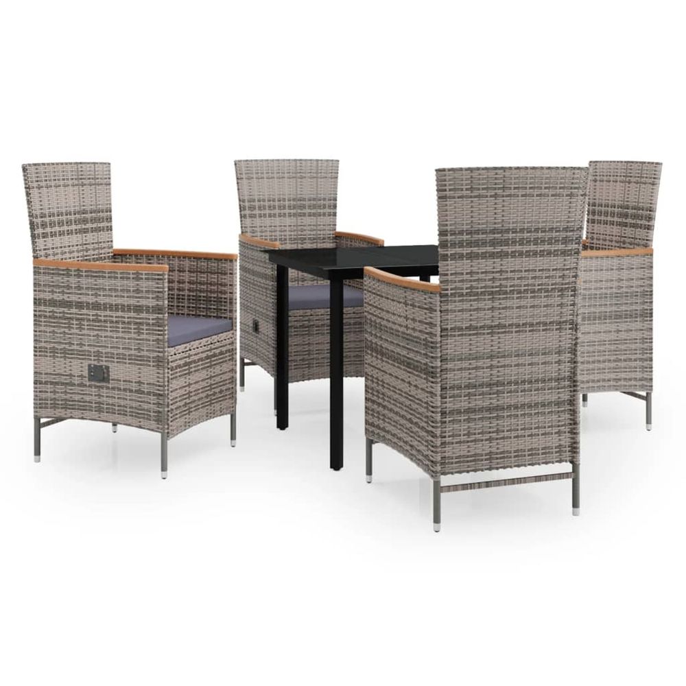 Ensemble à manger de jardin avec coussins 5 pcs gris