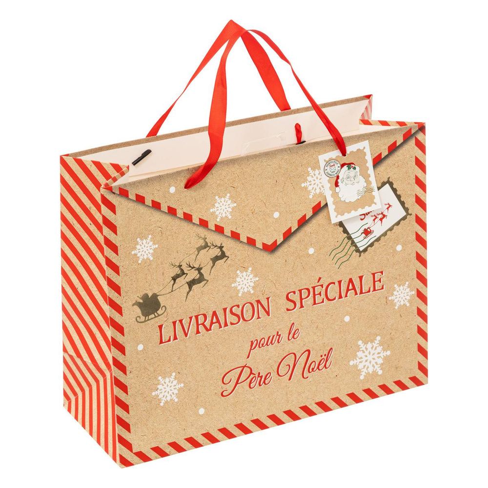 Sac cadeau imprimé moyenne taille cher père noël