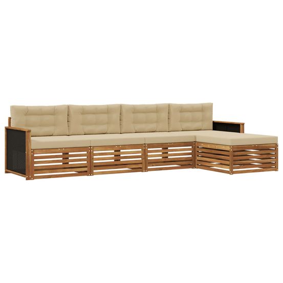 Ensemble de canapés d'extérieur 5 pc naturel et beige polyester