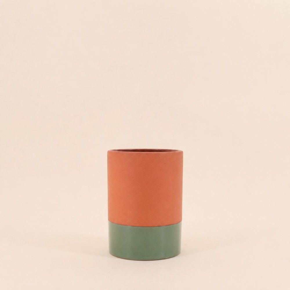 Vase tube en céramique bicolore 17cm