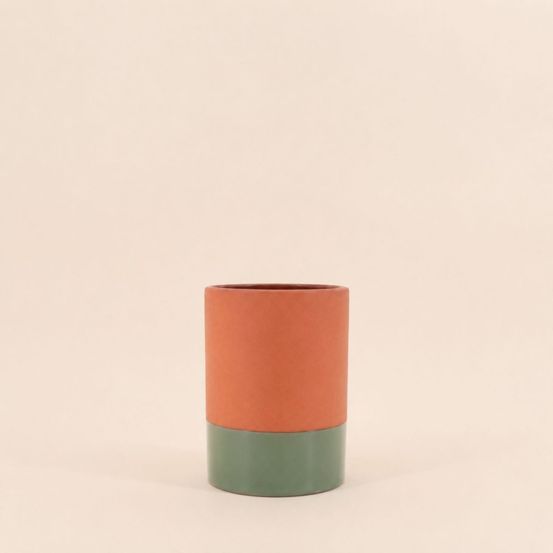 Vase tube en céramique bicolore 17cm