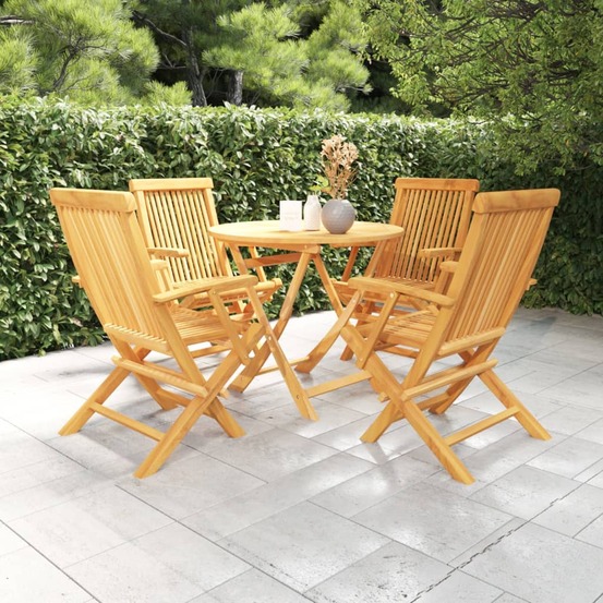 Salon de jardin 5 pcs bois de teck massif