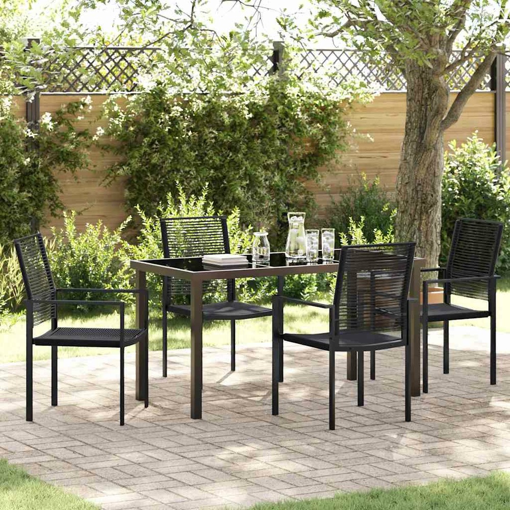Ensemble de salle à manger pour jardin 5 pcs noir