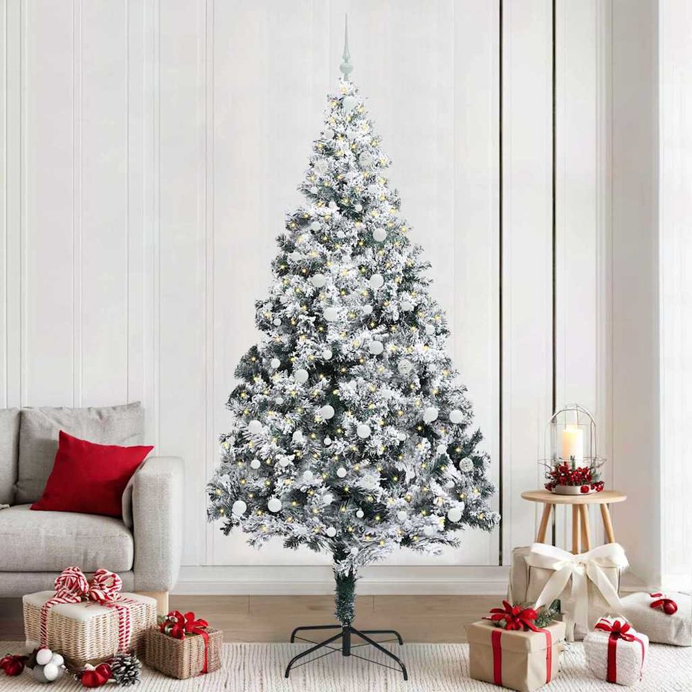 Sapin de noël géant 240cm prêt à poser avec lumières et 120 boules fournies