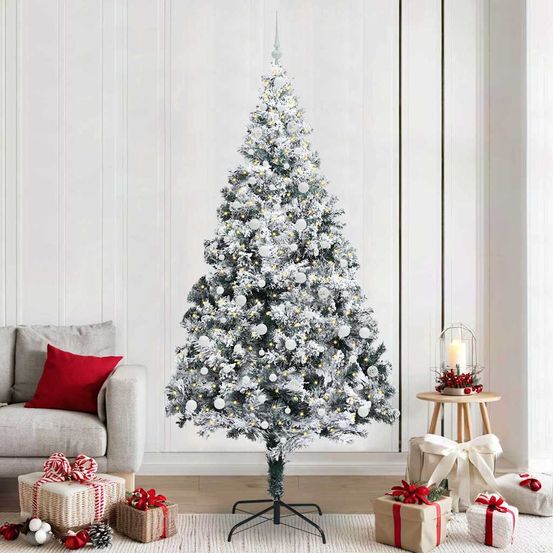 Sapin de noël géant 240cm prêt à poser avec lumières et 120 boules fournies