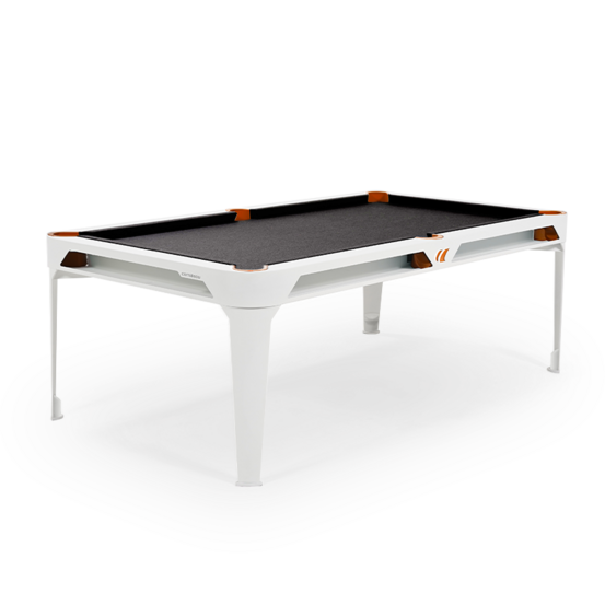 Billard d'extérieur convertible hyphen outdoor blanc / tapis gris foncé / réceptacles : terra cotta