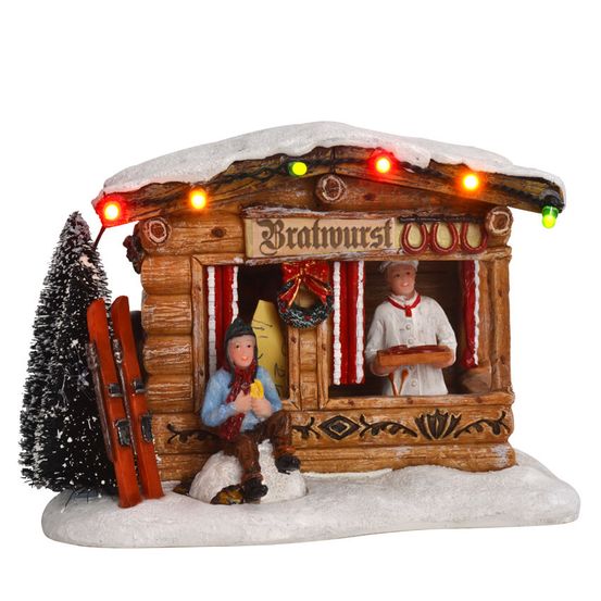 Luville village de noël miniature étal de bratwurst - l13,5 x h9,5 cm