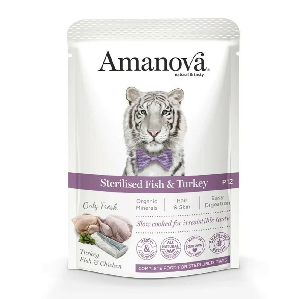 Pâtée chat stérilisé sans céréales poisson & dinde amanova 85g 85 g