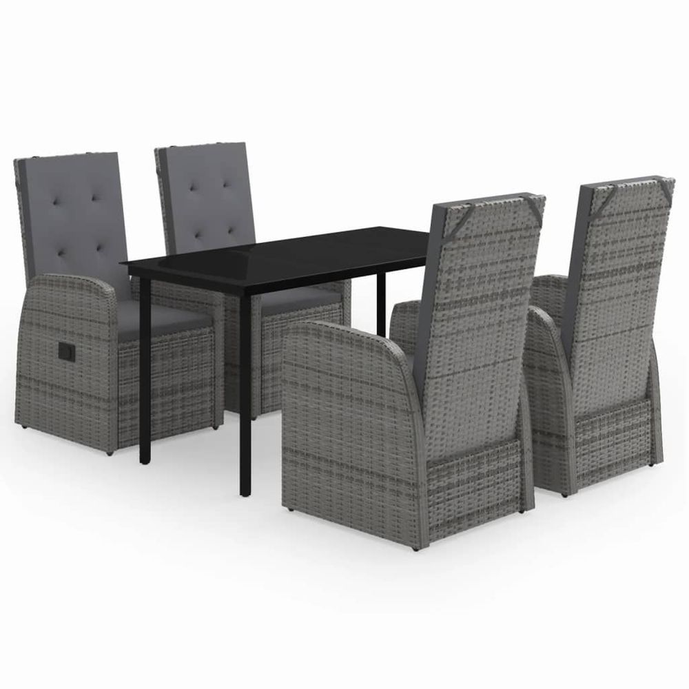 Ensemble à manger de jardin avec coussins 5 pcs gris