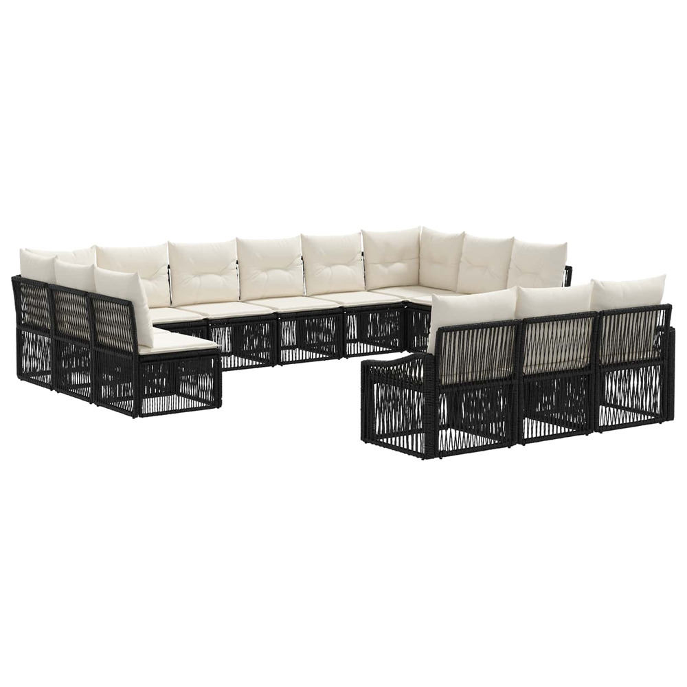 Ensemble de canapé de jardin 13 pcs noir polyrotin