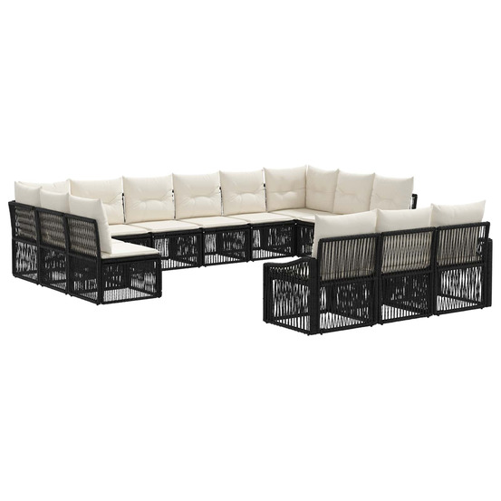 Ensemble de canapé de jardin 13 pcs noir polyrotin