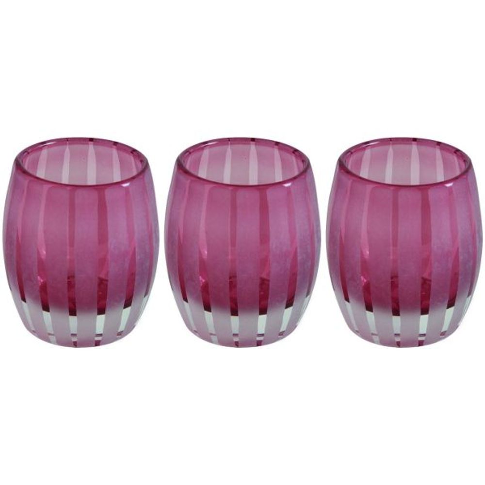 Bougeoir photophore 11cm elegance (lot de 3) rose