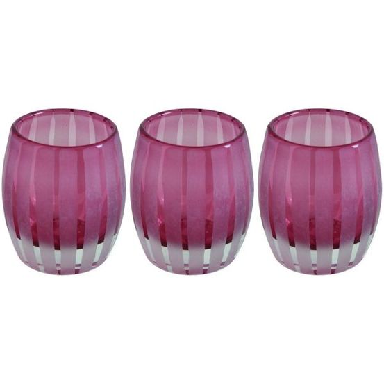 Bougeoir photophore 11cm elegance (lot de 3) rose