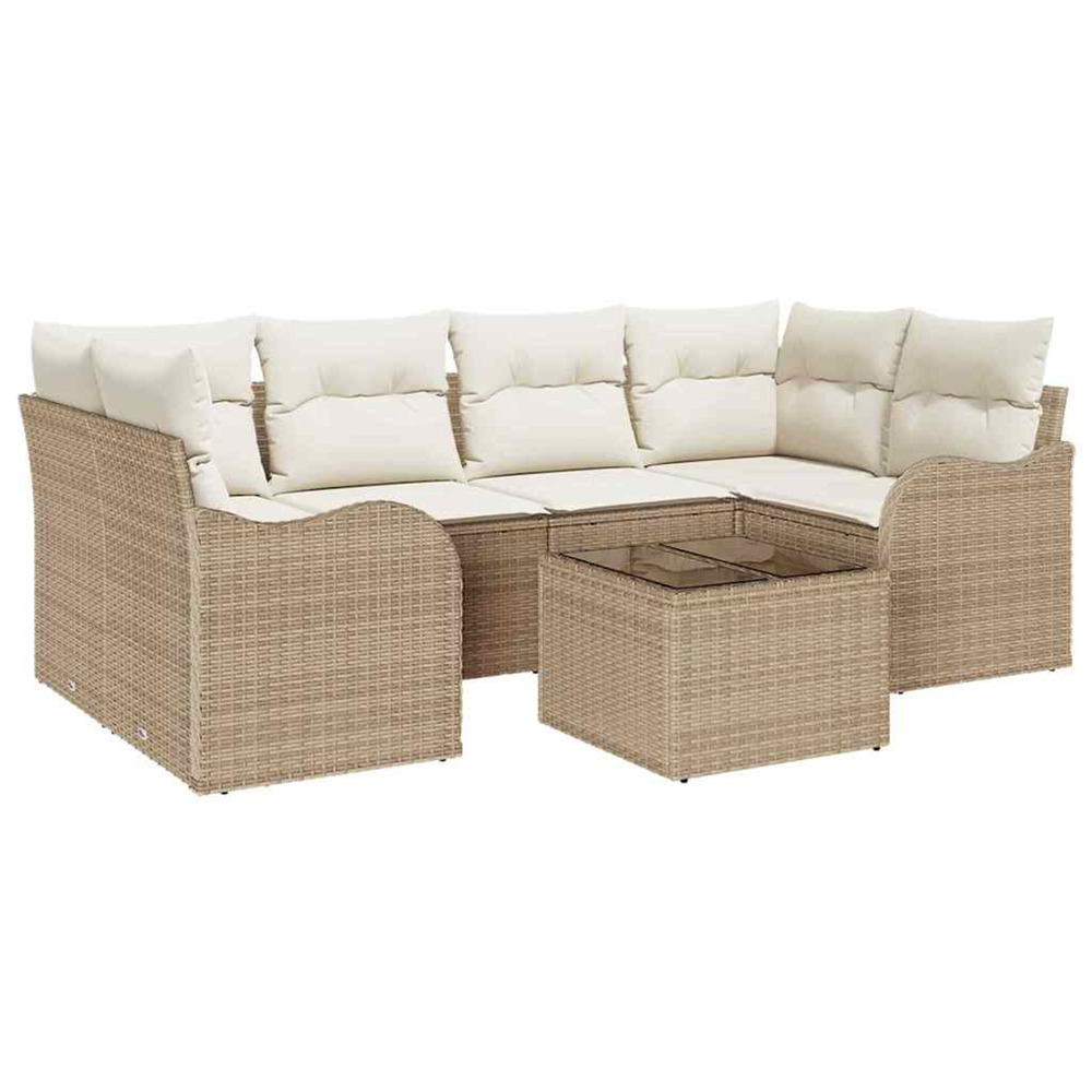 Ensemble de canapé de jardin avec coussin 7 pcs beige et crème