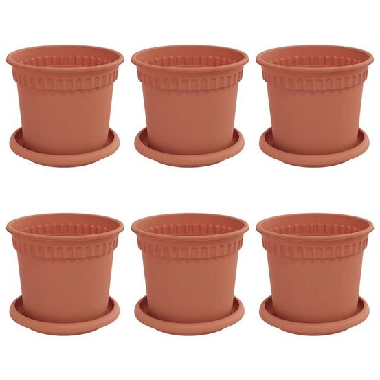 Pots de plantes 6 pc rouge brique plastique