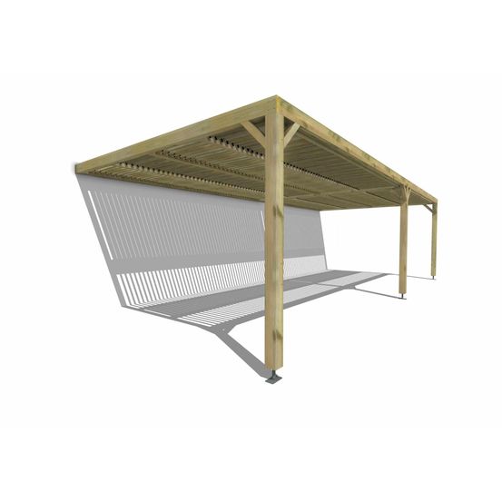 Pergola bois • 9m x 4m • adossée • sens largeur • lames orientables bioclimatiques incluses • livraison comprise