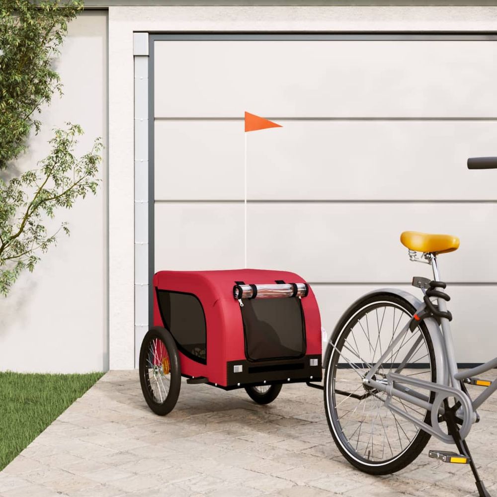 Remorque vélo pour chien spacieuse cadre acier transport sécurisé 45kg rouge noir