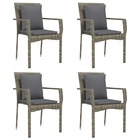 Chaises de jardin avec coussins 4 pièces résine tressée gris