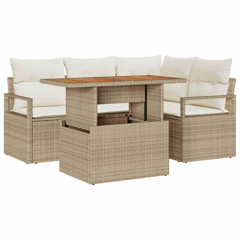 Ensemble de salle à manger pour jardin 5 pcs beige et crème