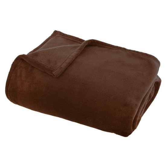 Plaid flanelle ollis marron tonka 180x130cm