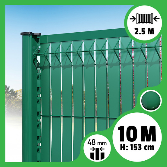 Kit 10m occultation lattes aluminium pour panneau rigide maille 55 - h 1m53 x 2m50 vert