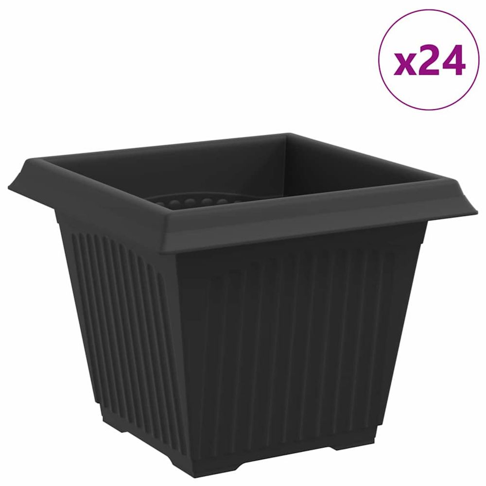 Pot de fleurs carré 24 pc noir 33 x 33 x 26 cm plastique