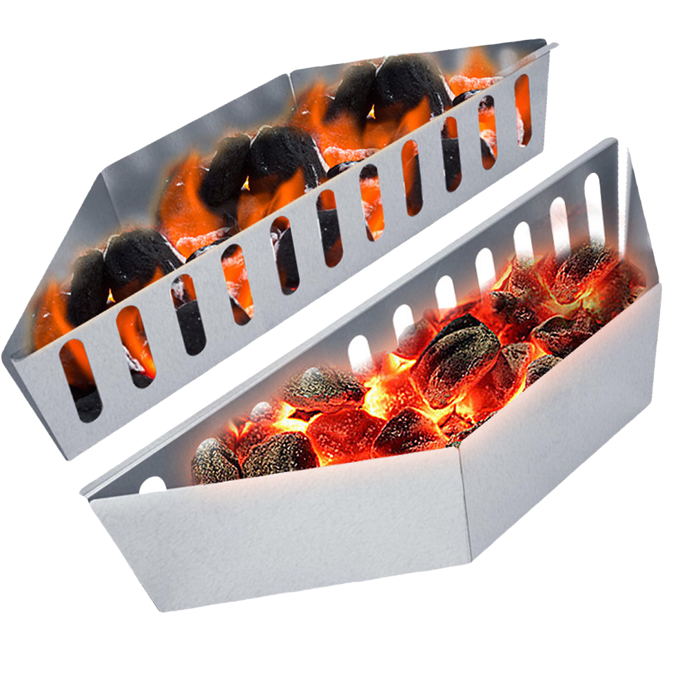 Panier à charbon de bois pour barbecue d'extérieur en tôle galvanisée