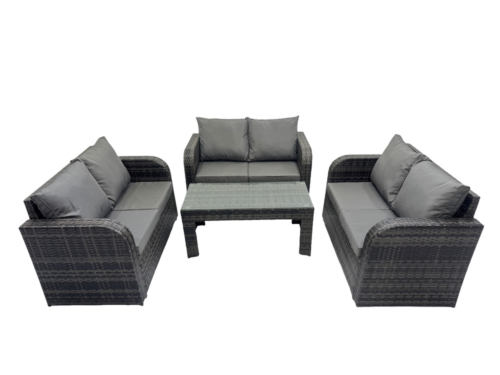 Salon de jardin 6 places meubles de jardin avec table basse canapé d'amour gris foncé mixte