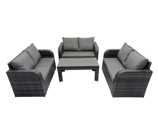 Salon de jardin 6 places meubles de jardin avec table basse canapé d'amour gris foncé mixte