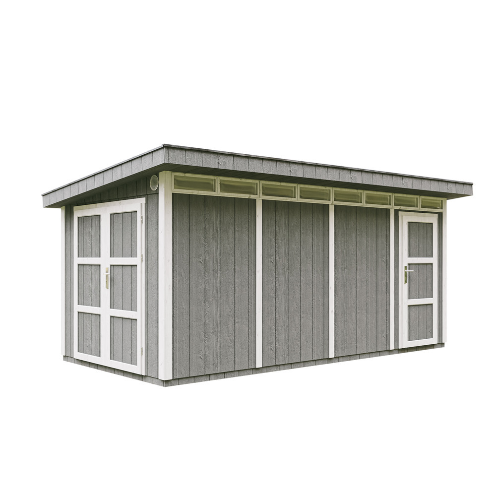 Abri de jardin à base de bois en panneaux lp smartside 8.52 + 2.95 m² - cabane de jardin exterieur - timbela m905c - cavern steel