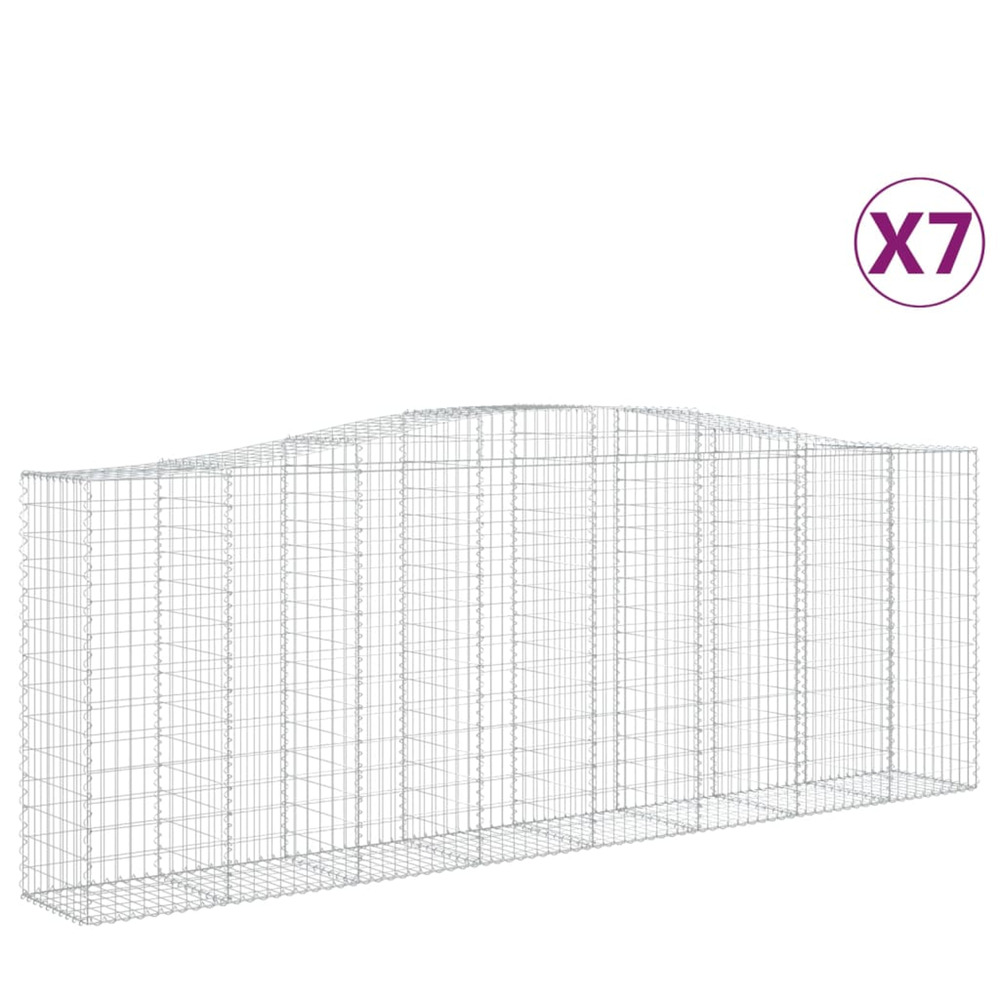 Paniers à gabions arqués 7 pcs 400x50x140/160 cm fer galvanisé