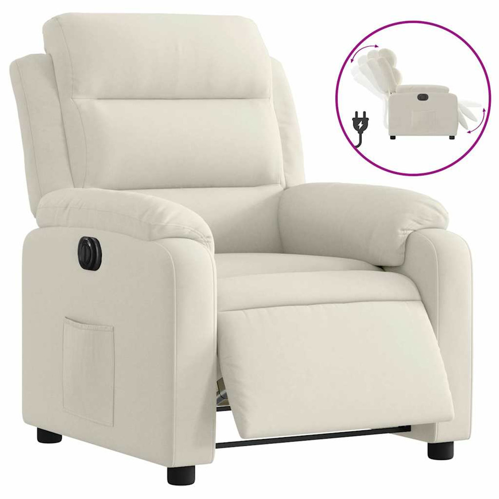 Fauteuil inclinable électrique crème velours