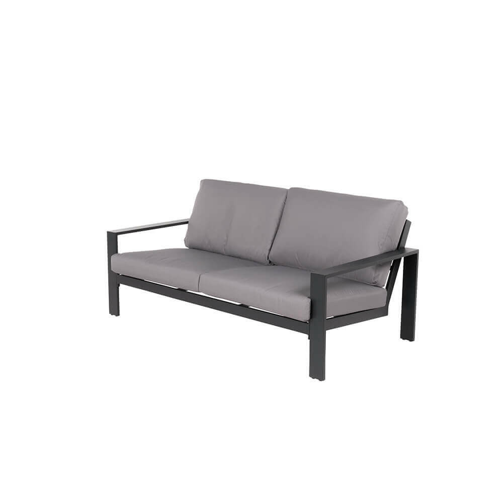 Home deluxe - ensemble de meubles de jardin - rio - noir, taille : m - composé de 1x tabouret, 1x fauteuil 1x canapé - coussins