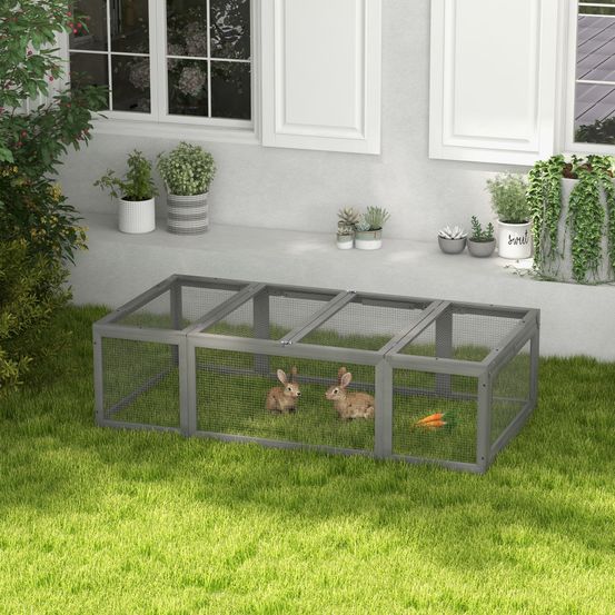 Enclos lapin extérieur bois sapin toit ouvrant sécurisé 180x90cm gris