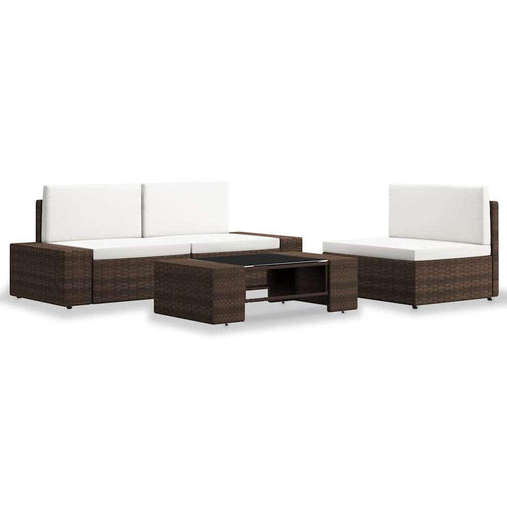 Salon de jardin 4 pcs résine tressée marron