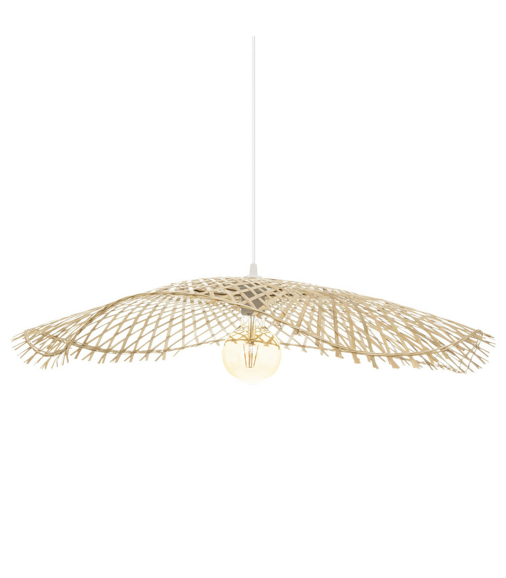 Luminaire suspension en bambou et métal d 75 cm