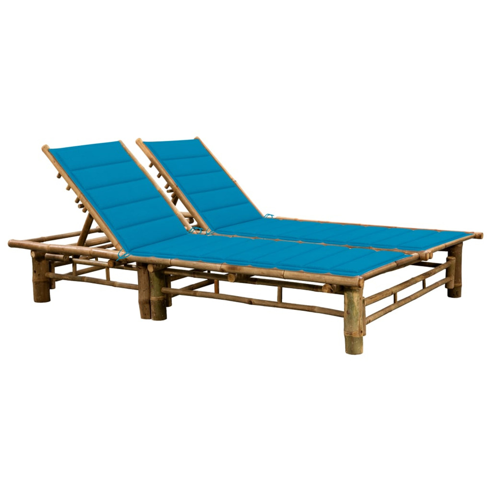 Chaise longue pour 2 personnes avec coussins bambou bain de soleil