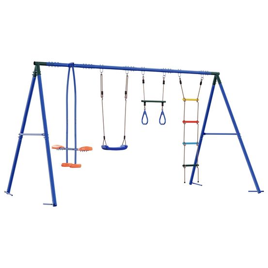 Ensemble de balançoires d'extérieur multicolore acier et pe