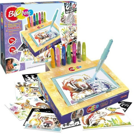 Jeu de coloriage - lansay - blopens animaux - 16 pochoirs - lavable - des 5 ans
