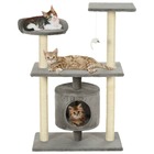 Arbre à chat griffoir grattoir niche jouet animaux peluché en sisal 95 cm gris