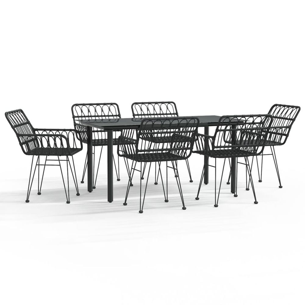 Ensemble à manger de jardin 7 pcs noir résine tressée