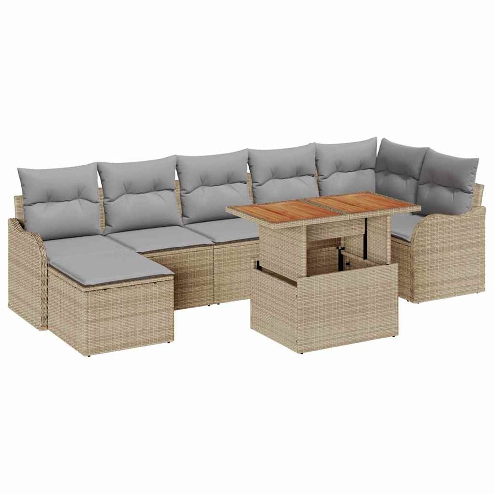 Ensemble de canapé de jardin 8 pc beige poly rotin