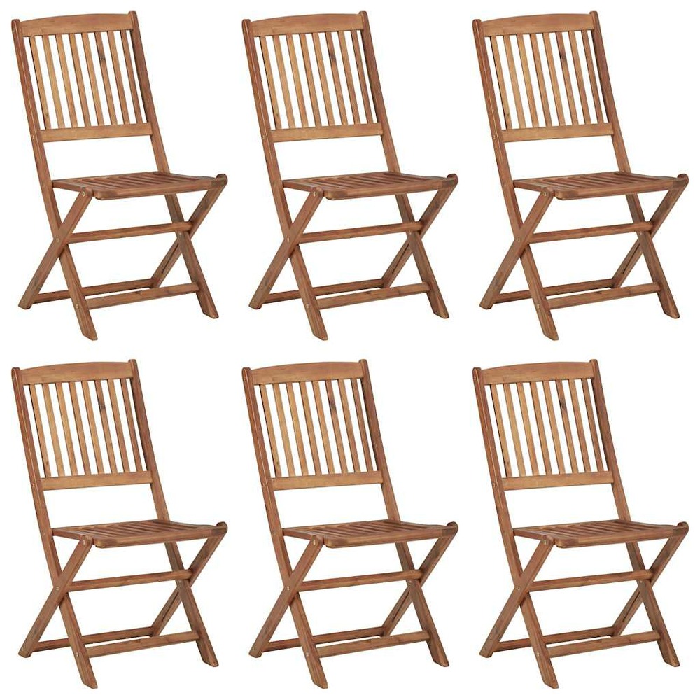 Chaises pliables de jardin lot de 6 avec coussins bois d'acacia