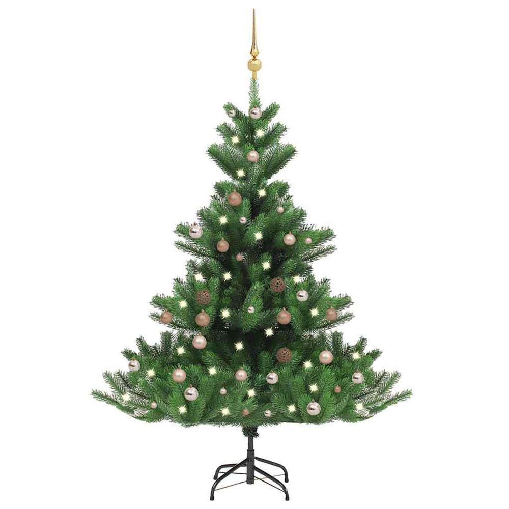 Sapin de noël artificiel nordmann avec led et boules vert 150cm