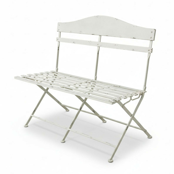 Banc de jardin fer blanc 104x55x94cm